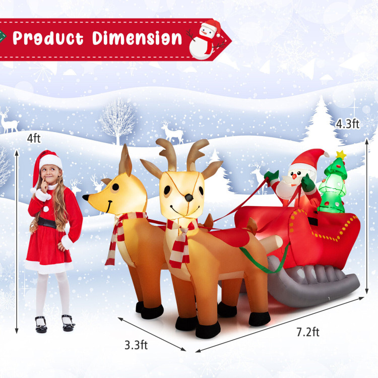 7.2 Feet Long Christmas Inflatable Santa Rides Sled with LED LightsCostway Gallery View 5 of 11