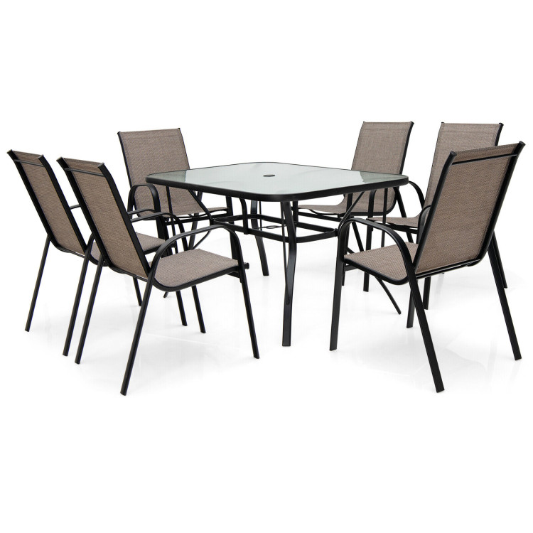 7-Piece Patio Dining Set with 6 Stackable ChairsCostway Gallery View 1 of 9