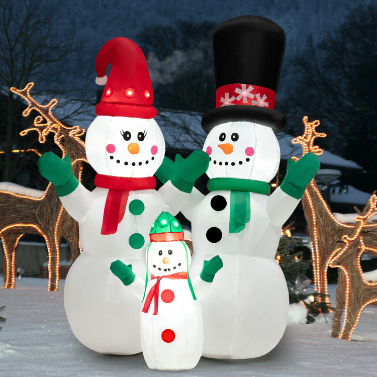 6 Feet Inflatable Christmas Snowman Decoration with LED and Air BlowerCostway Gallery View 6 of 10