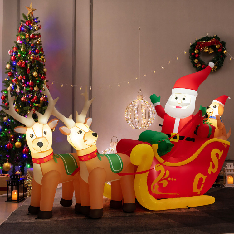 7.2 Feet Long Christmas Inflatable Santa on Sleigh with LED Lights Dog and Gifts YardCostway Gallery View 7 of 11