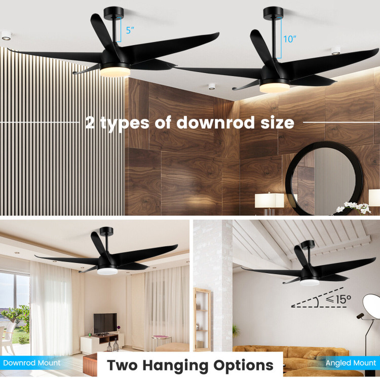 60 Inch Reversible Ceiling Fan with Light-BlackCostway Gallery View 9 of 11