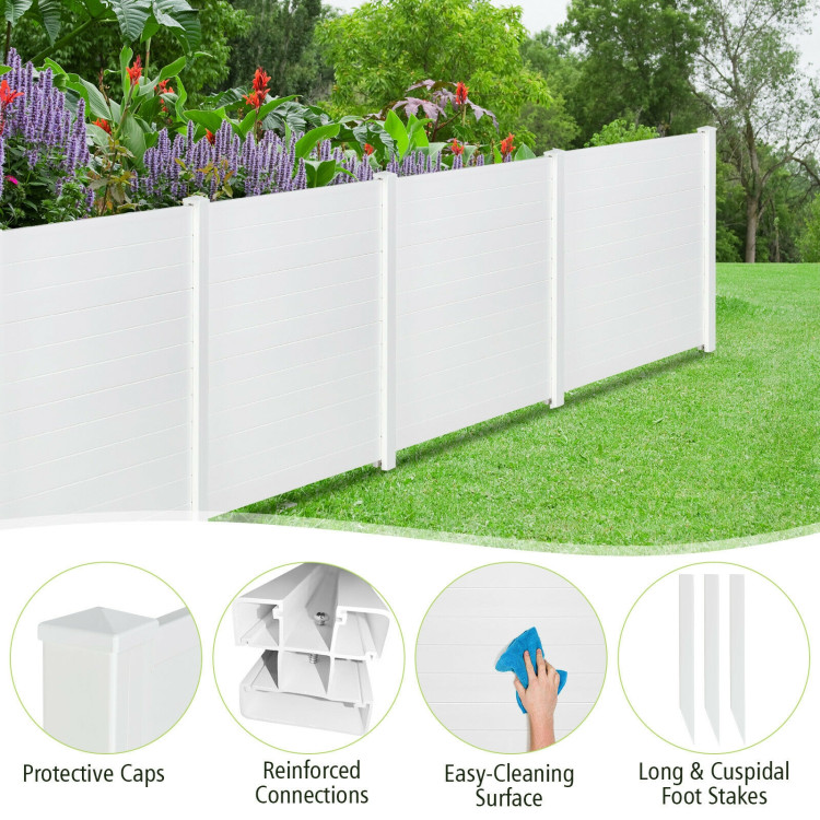 2-Pack Outdoor Picket Fence with 3 Cuspidal Foot Stakes-WhiteCostway Gallery View 11 of 11