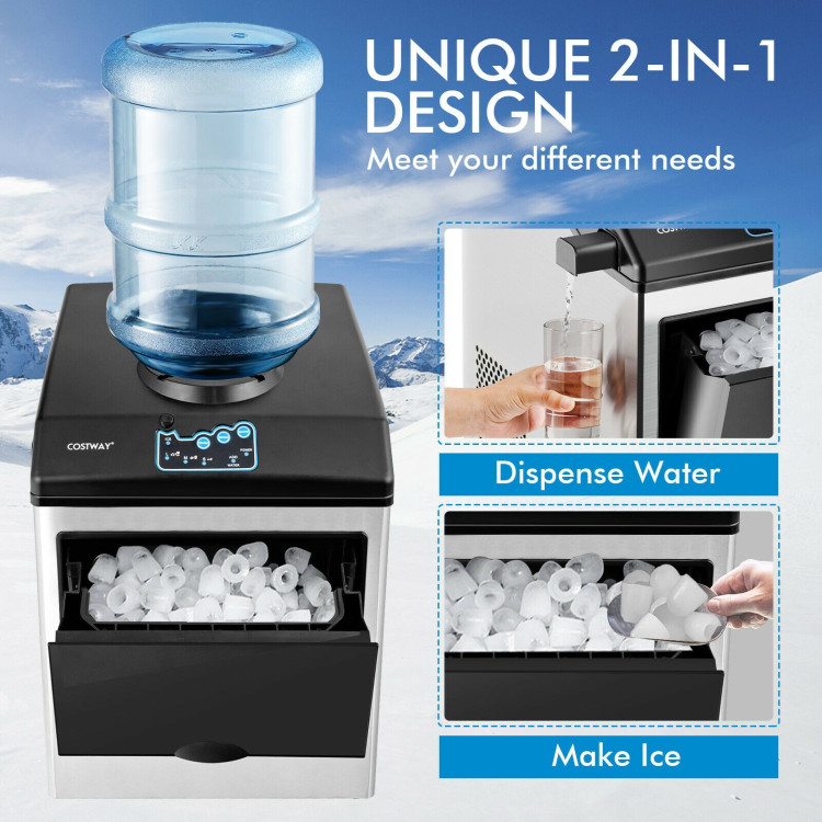 2-in-1 Stainless Steel Countertop Ice Maker with Water DispenserCostway Gallery View 5 of 10