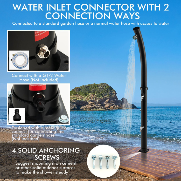 7.2 Feet Solar-Heated Shower with 360° Rotating Shower HeadCostway Gallery View 9 of 10