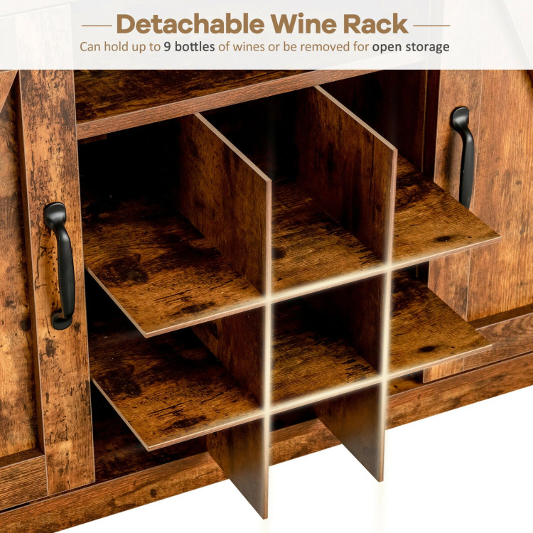 Farmhouse Sideboard with Detachable Wine Rack and Cabinets-Rustic BrownCostway Gallery View 11 of 11