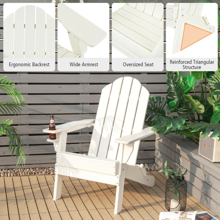 Weather Resistant Patio Chair with Built-in Cup Holder-WhiteCostway Gallery View 10 of 10