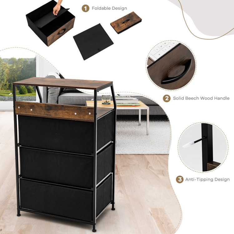 Freestanding Cabinet Dresser with Wooden Top Shelves-MCostway Gallery View 10 of 10