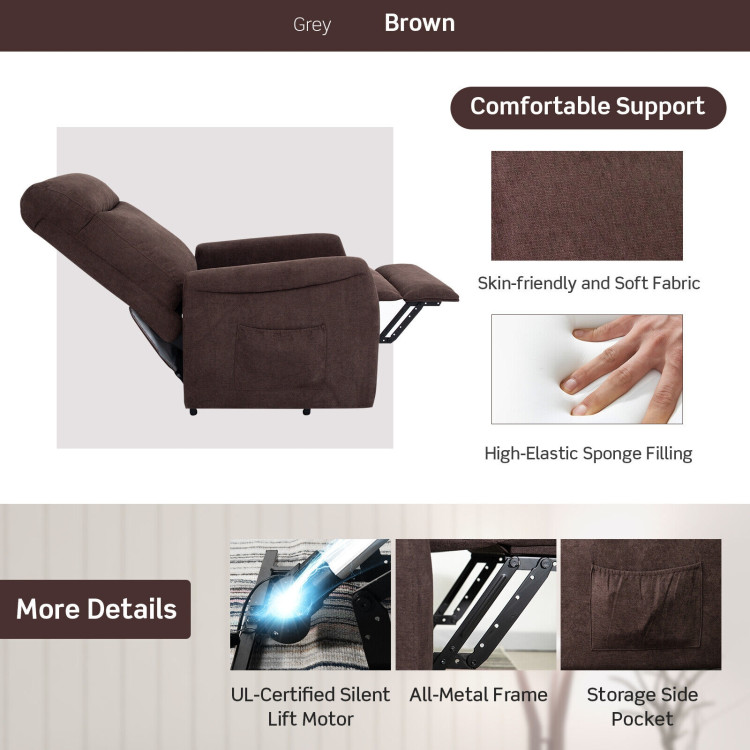 Power Lift Recliner Chair with Remote Control for Elderly-BrownCostway Gallery View 11 of 11