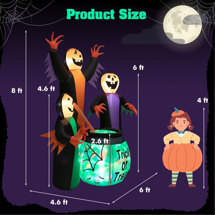 8 Feet Halloween Inflatable Witch Decor with Bright LED LightsCostway Gallery View 4 of 10