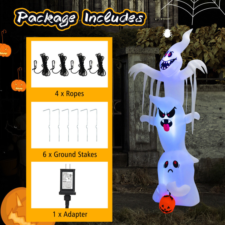 10 Feet Giant Inflatable Halloween Overlap Ghost Decoration with Colorful RGB LightsCostway Gallery View 10 of 12