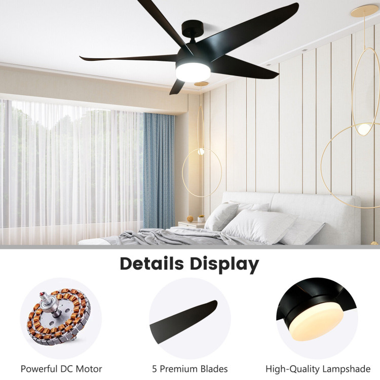 60 Inch Reversible Ceiling Fan with Light-BlackCostway Gallery View 11 of 11