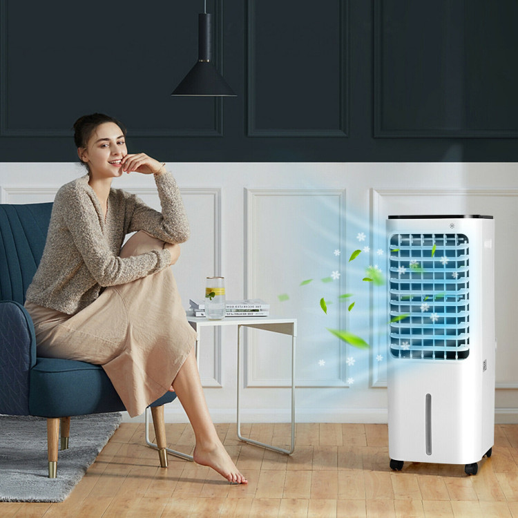 4-in-1 Evaporative Air Cooler with 12L Water Tank and 4 Ice Boxes-WhiteCostway Gallery View 1 of 11