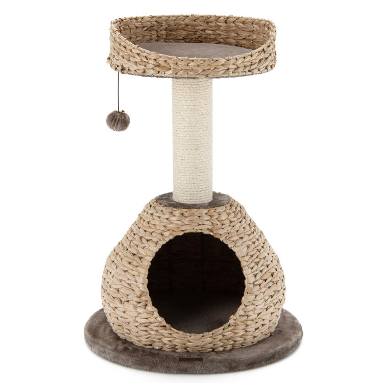 28 Inches Hand-Made Cat Tree Tower with Jump Platform-CoffeeCostway Gallery View 1 of 11