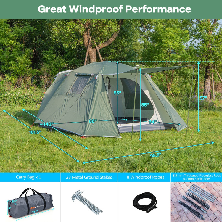 4-6 Person Camping Tent with Front Porch-GreenCostway Gallery View 4 of 10