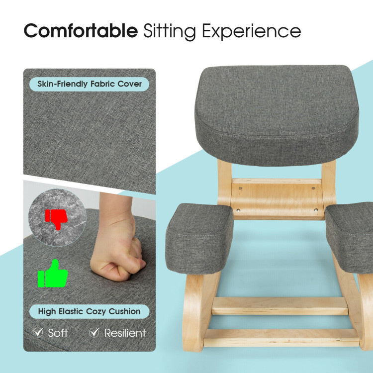 Ergonomic Kneeling Chair Rocking Office Desk Stool Upright Posture-GrayCostway Gallery View 10 of 11