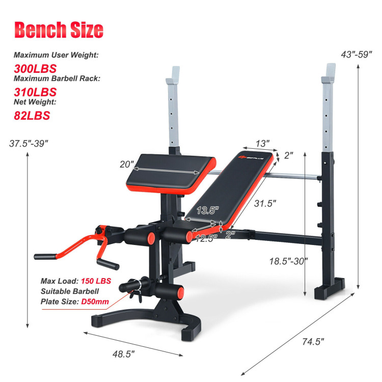 Adjustable Olympic Weight Bench for Full-body Workout and Strength TrainingCostway Gallery View 4 of 10