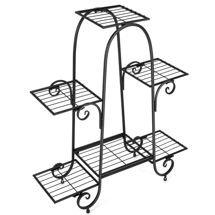 6-Tier Plant Stand with Adjustable Foot Pads-BlackCostway Gallery View 1 of 10