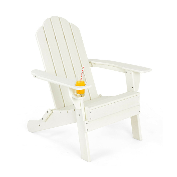 Weather Resistant Patio Chair with Built-in Cup Holder-WhiteCostway Gallery View 7 of 10