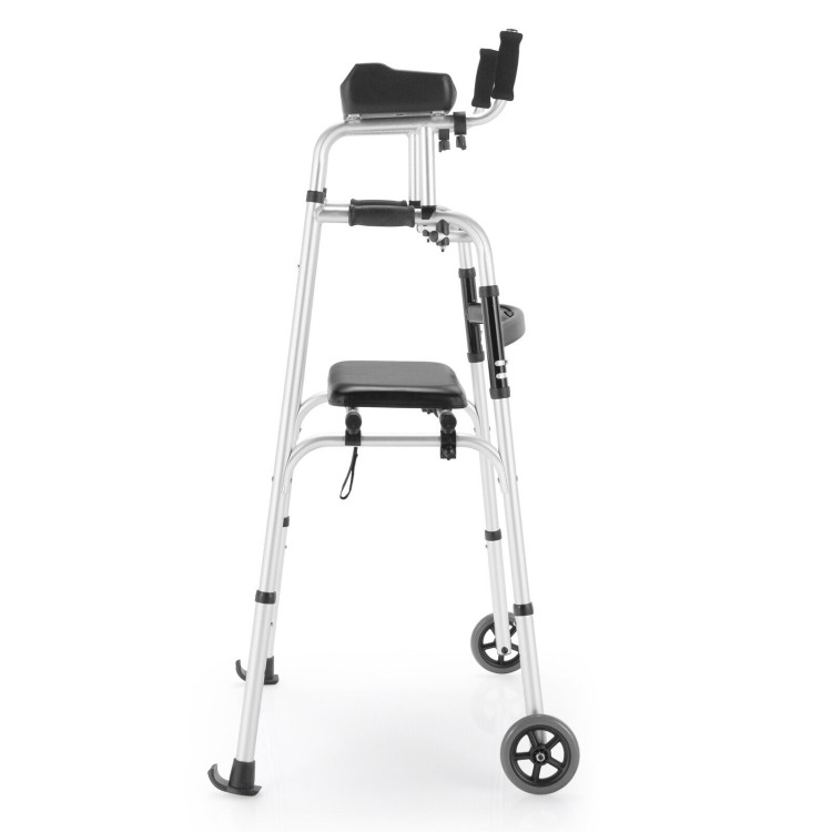 Height Adjustable Rolling Walker With Seat and Armrest PadCostway Gallery View 7 of 11