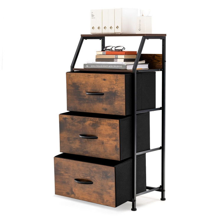 Freestanding Cabinet Dresser with Wooden Top Shelves-MCostway Gallery View 7 of 10