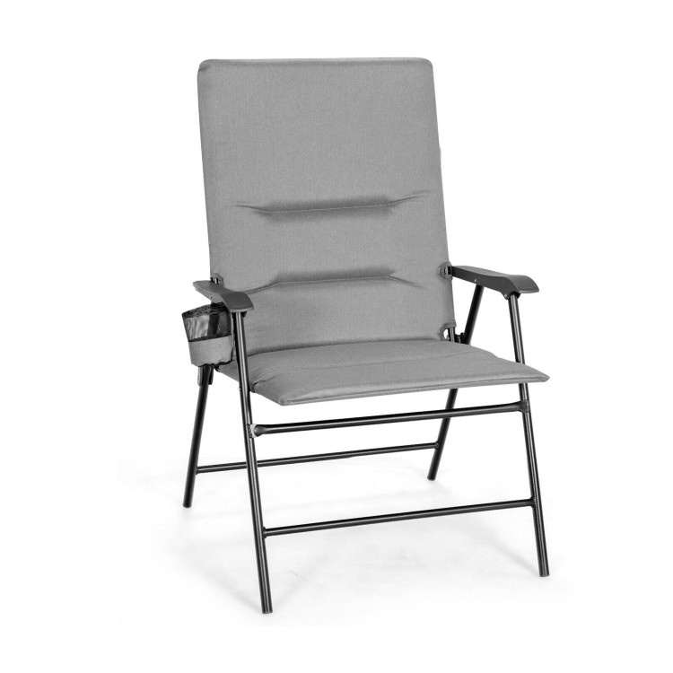 2 Pieces Patio Padded Folding Portable Chair Camping Dining Outdoor-GrayCostway Gallery View 9 of 10