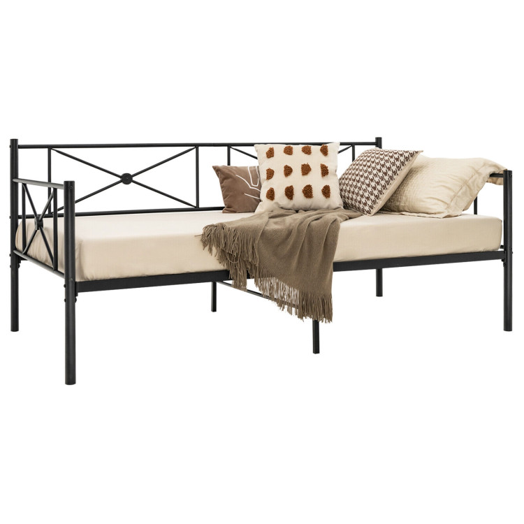 Metal Daybed Frame Twin Size with Slats-BlackCostway Gallery View 9 of 11