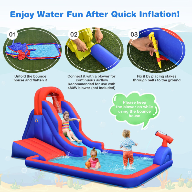 5-in-1 Inflatable Water Slide with Climbing WallCostway Gallery View 11 of 12