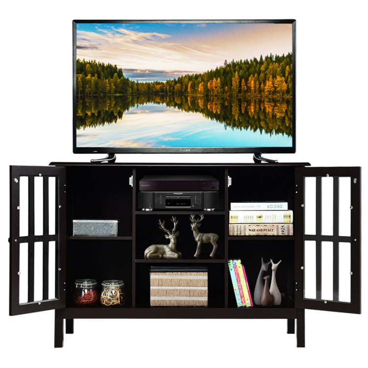 Wooden TV Stand Console Cabinet for 50 Inch TV-BrownCostway Gallery View 9 of 12