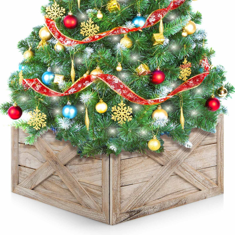 28.5 Inch Wooden Tree Collar Box for Indoor/Outdoor Use-BrownCostway Gallery View 8 of 10