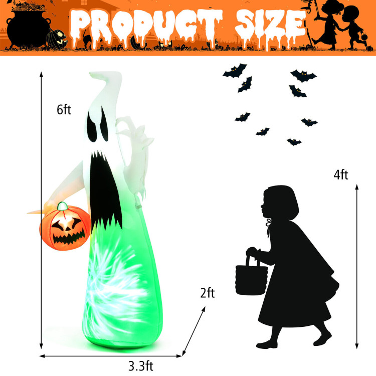 6 Feet Halloween Hunting Ghost with Built-in LED and BlowerCostway Gallery View 4 of 10