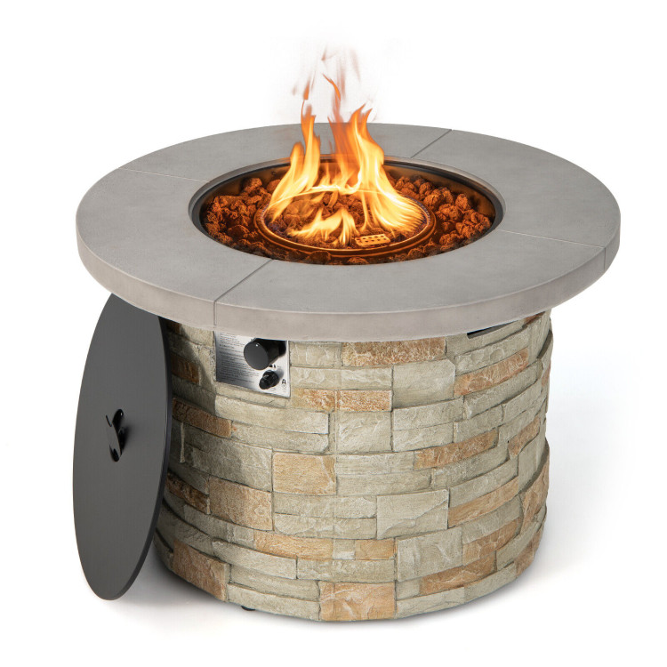 36 Inch Propane Gas Fire Pit Table with Lava Rock and PVC cover-GrayCostway Gallery View 1 of 11