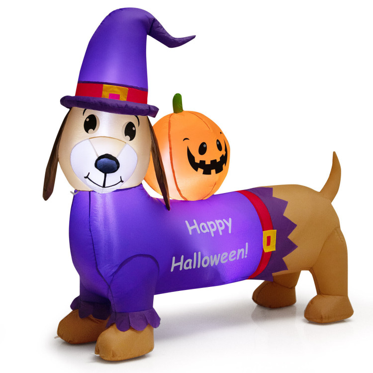 5 Feet Long Halloween Inflatable Dachshund Dog with PumpkinCostway Gallery View 1 of 10
