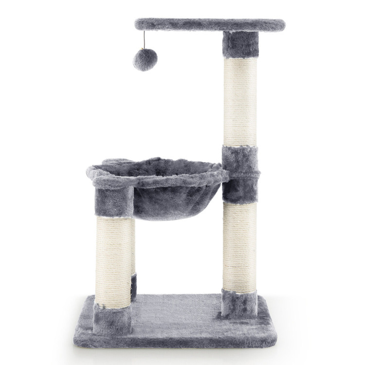 Modern Cat Tree Tower with Large Plush Perch and Sisal Scratching Plate -  Costway