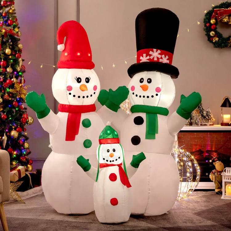 6 Feet Inflatable Christmas Snowman Decoration with LED and Air BlowerCostway Gallery View 2 of 10