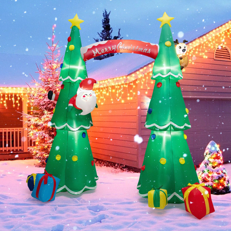 10 Feet Tall Inflatable Christmas Arch with LED and Built-in Air BlowerCostway Gallery View 9 of 11