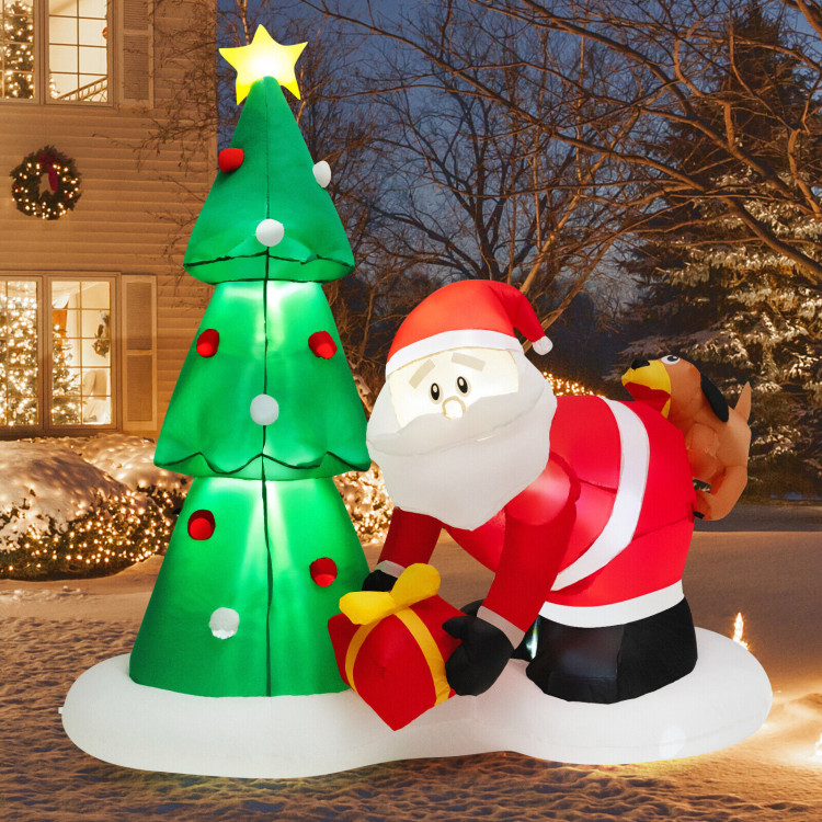 7 Feet Blowup Christmas Tree with Santa Claus Chased by DogCostway Gallery View 8 of 11