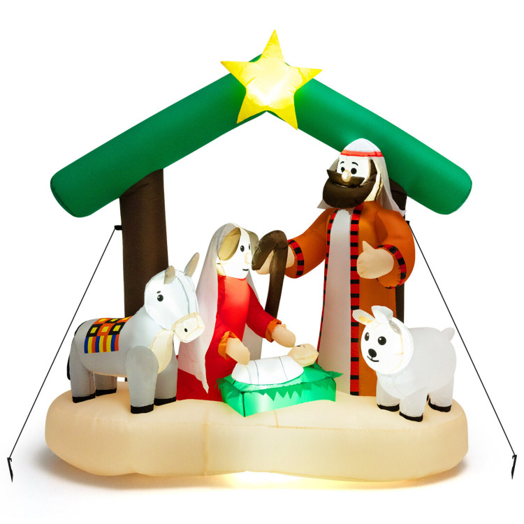 6.7 Feet Christmas Inflatable Nativity Scene with LED LightsCostway Gallery View 1 of 10