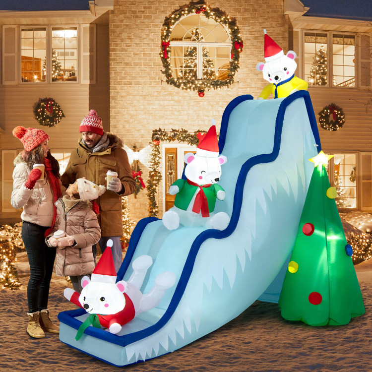 9 Feet Inflatable Polar Bear Slide Scene Decoration with LED LightsCostway Gallery View 8 of 11