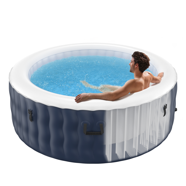 4 Person Inflatable Hot Tub Spa with 108 Massage Bubble Jets - Costway