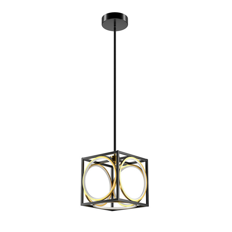 Modern LED Pendant Light with 42 Inches Adjustable Suspender-BlackCostway Gallery View 10 of 12