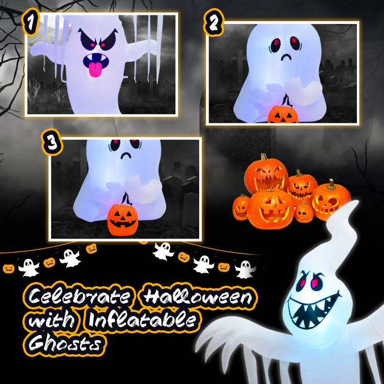 10 Feet Giant Inflatable Halloween Overlap Ghost Decoration with Colorful RGB LightsCostway Gallery View 11 of 12