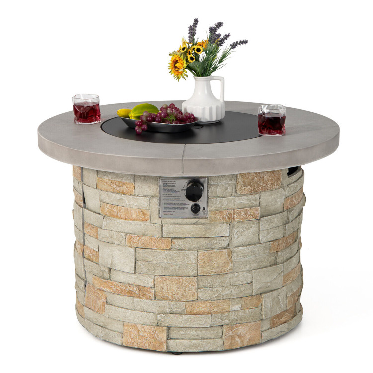 36 Inch Propane Gas Fire Pit Table with Lava Rock and PVC cover-GrayCostway Gallery View 8 of 11
