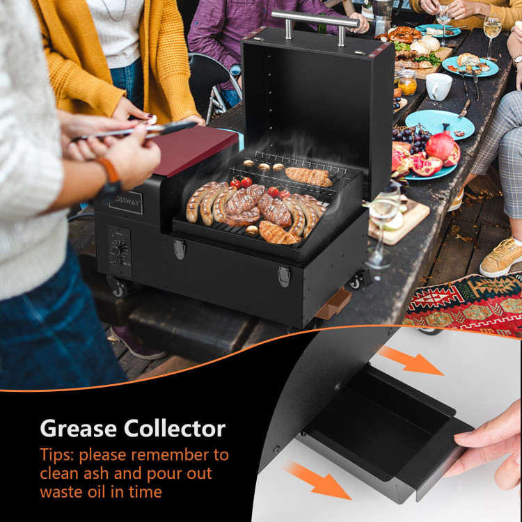 Movable Pellet Grill and Smoker with Temperature Probe-BlackCostway Gallery View 8 of 10