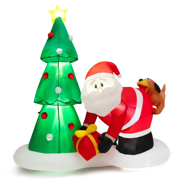 7 Feet Blowup Christmas Tree with Santa Claus Chased by DogCostway Gallery View 1 of 11