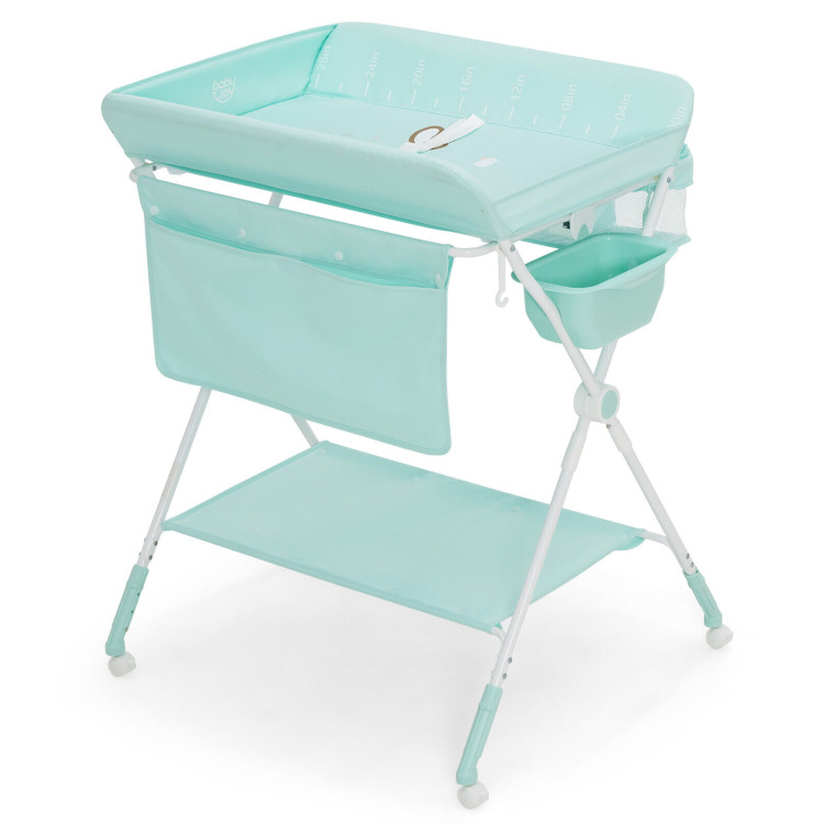 Foldable Baby Changing Table with Wheels-BlueCostway Gallery View 4 of 12