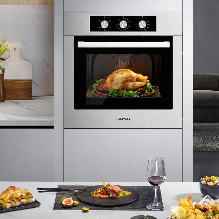 24 Inch Single Wall Oven 2.47Cu.ft with 5 Cooking Modes-SilverCostway Gallery View 2 of 11