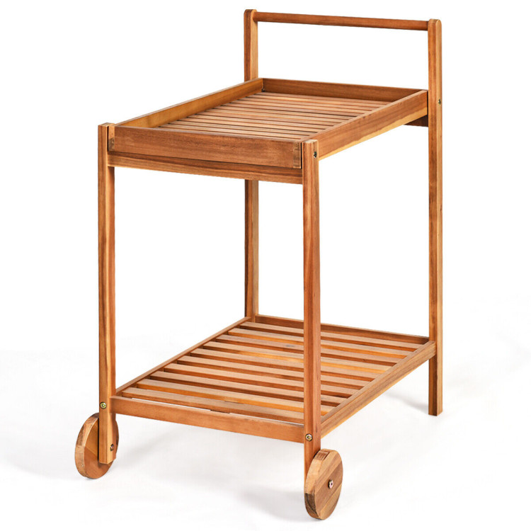 2-Tier Rolling Kitchen Island Serving Cart with Legs and HandleCostway Gallery View 4 of 12