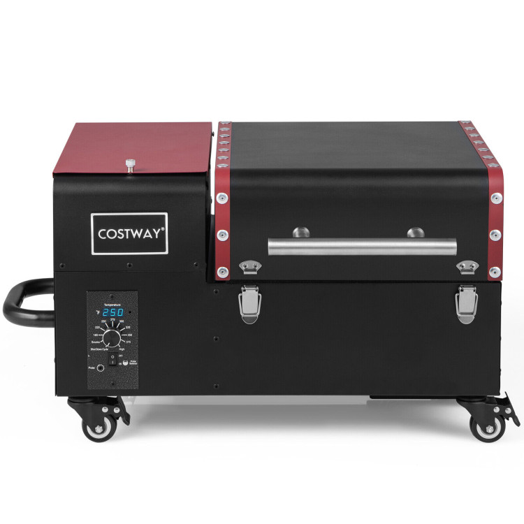 Movable Pellet Grill and Smoker with Temperature Probe-BlackCostway Gallery View 1 of 10