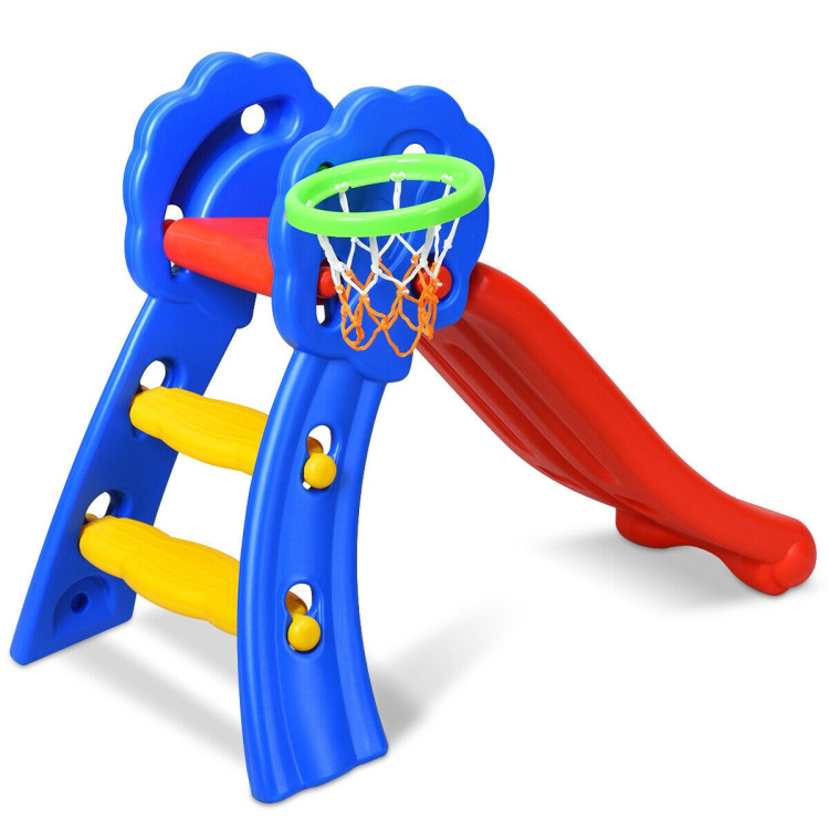 2 Step Children Folding Slide with Basketball HoopCostway Gallery View 7 of 12