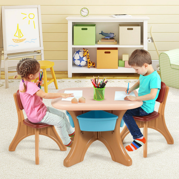 Children Kids Activity Table & Chair Set Play Furniture W/Storage-CoffeeCostway Gallery View 1 of 10